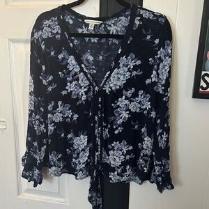 American Eagle Navy Floral Blouse